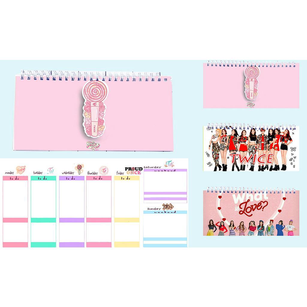 Sổ kế hoạch tuần TWICE EXO WANNA ONE GOT7 ITZY MAMAMOO RED VELVET WPI27 hoạt hình WeeklyPlanner 52 trang thần tượng kpop