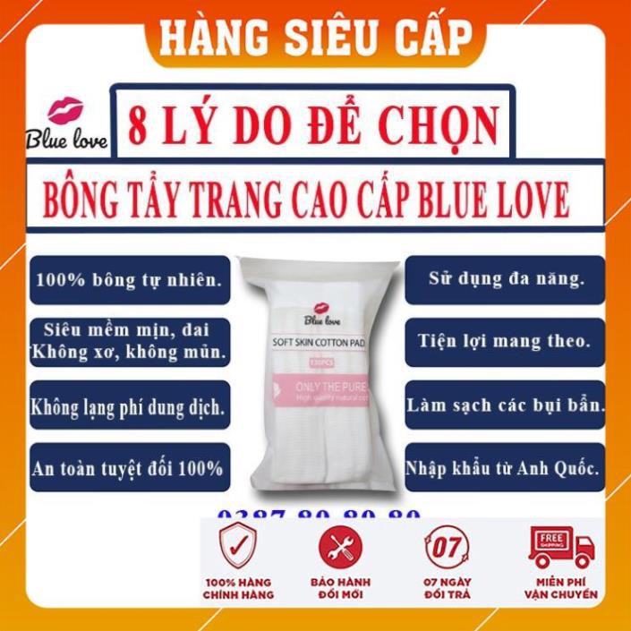 [FreeShip-NHẬP KHẨU 100%] Bông tẩy trang cotton pads 3 lớp cao cấp/ Bông tẩy trang blue love 130 miếng chính hãng anh