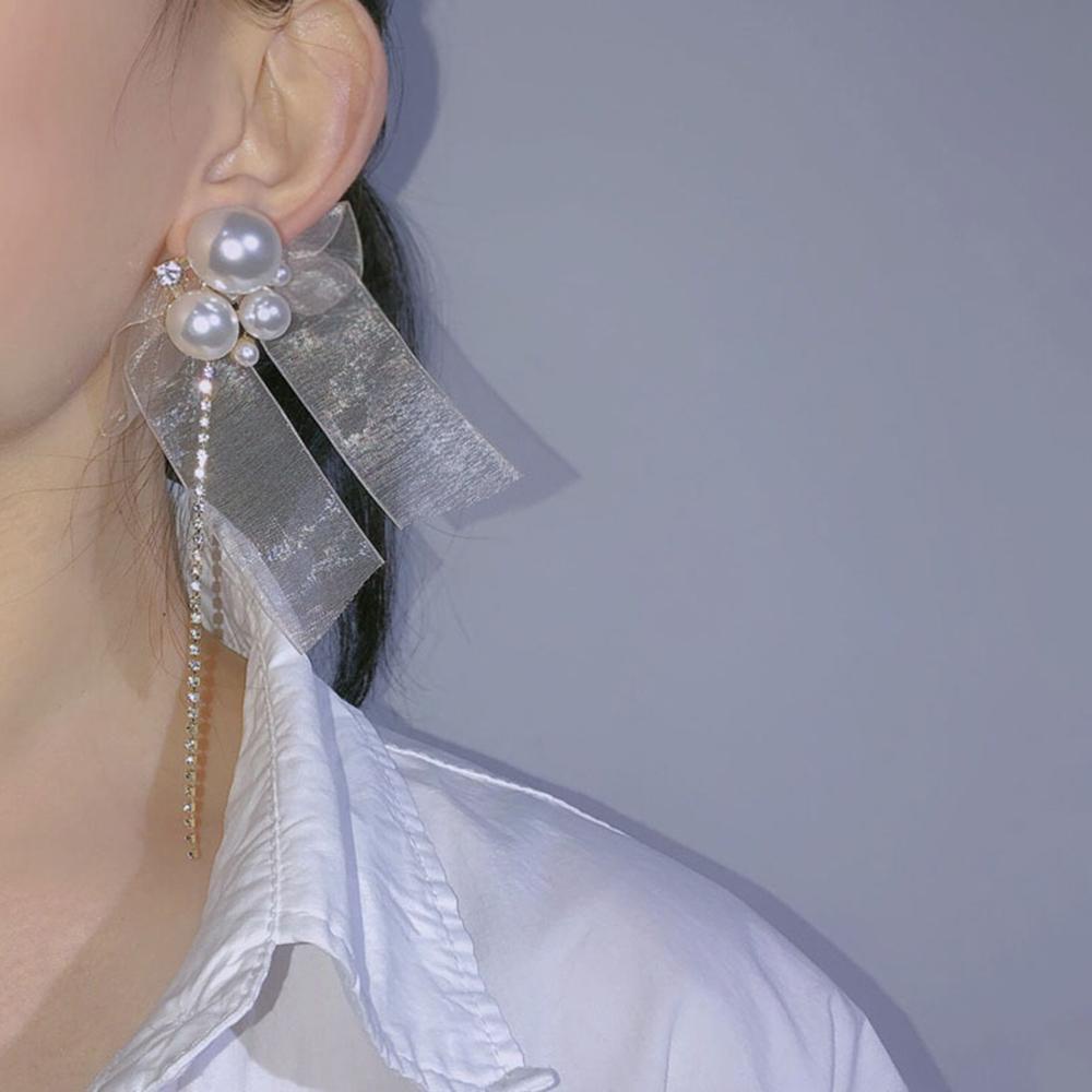 Đôi Bông Tai Dáng Dài Phối Ren Phong Cách Hàn Quốc Thời Trang Cho Nữ