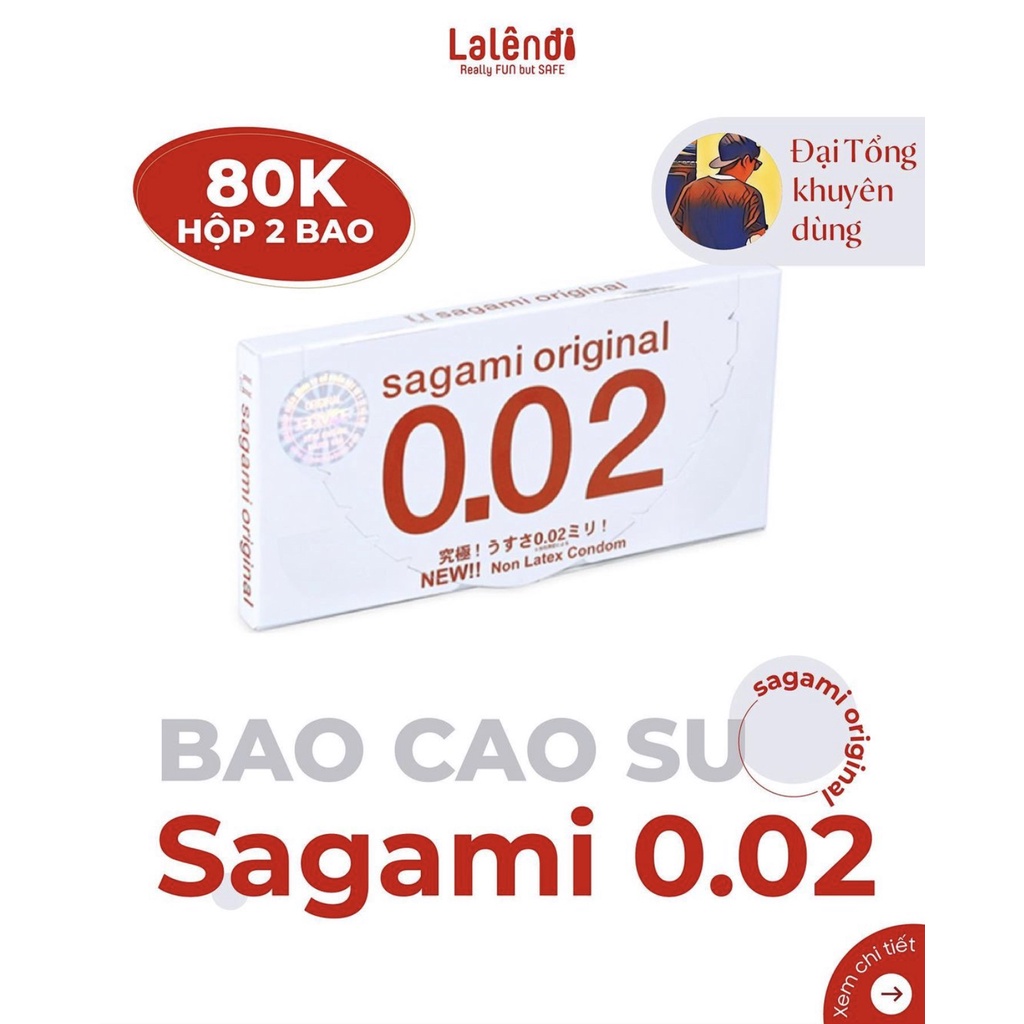 Bao cao su Sagami 0.02 Nhật Bản, BCS siêu mỏng chạm đỉnh (2 bao/hộp) | Lalendi Store