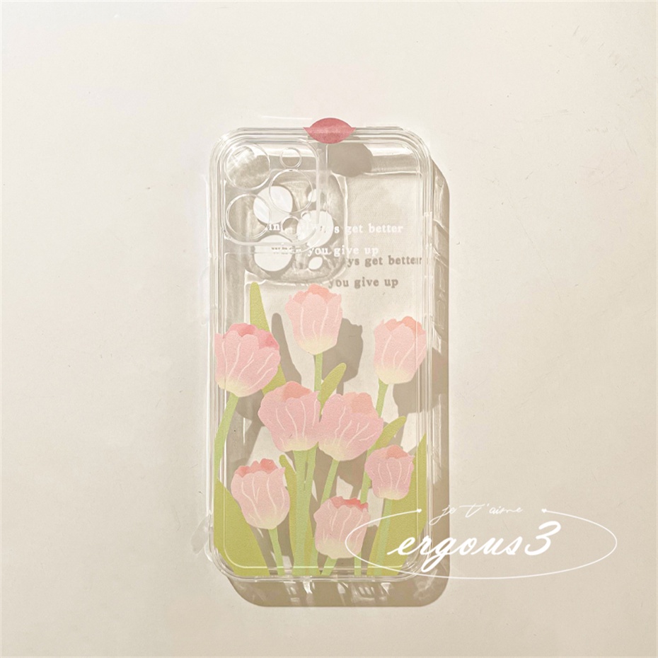 Ốp Điện Thoại Mềm In Hình Hoa Tulip Cho iPhone 14 13 12 11 Pro Max SE2020 X XR Xs Max 7 8 6 6s Plus