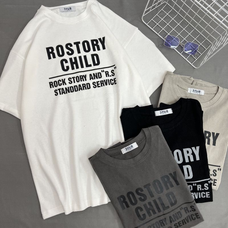 [Bán sỉ] Áo thun cotton khô 3158 - áo phông Unisex tay lỡ dáng rộng ROSTORY CHILD free size