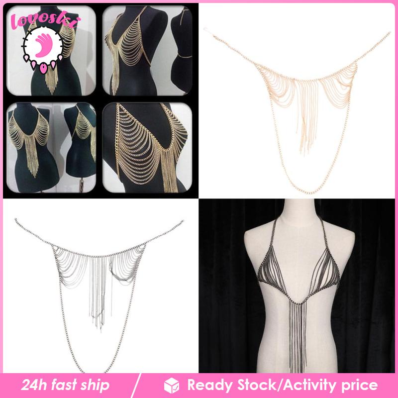 [Lovoski] Bikini Mắt Xích Kim Loại Tua Rua Cho Nữ