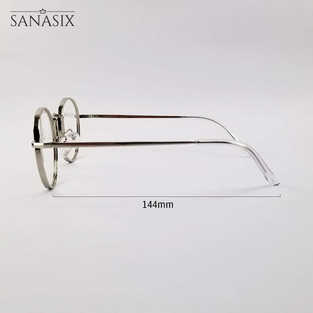 Gọng kính nam nữ mắt cận tròn màu bạc, viền gọng kim loại dày 3019. Tròng kính giả cận 0 độ chống ánh sáng xanh, tia UV | BigBuy360 - bigbuy360.vn