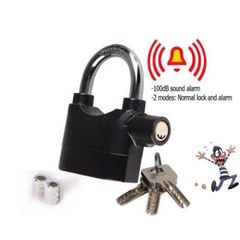 Ổ Khóa Chống Trộm Cao Cấp Alarm Lock Có Còi Báo Động màu đen