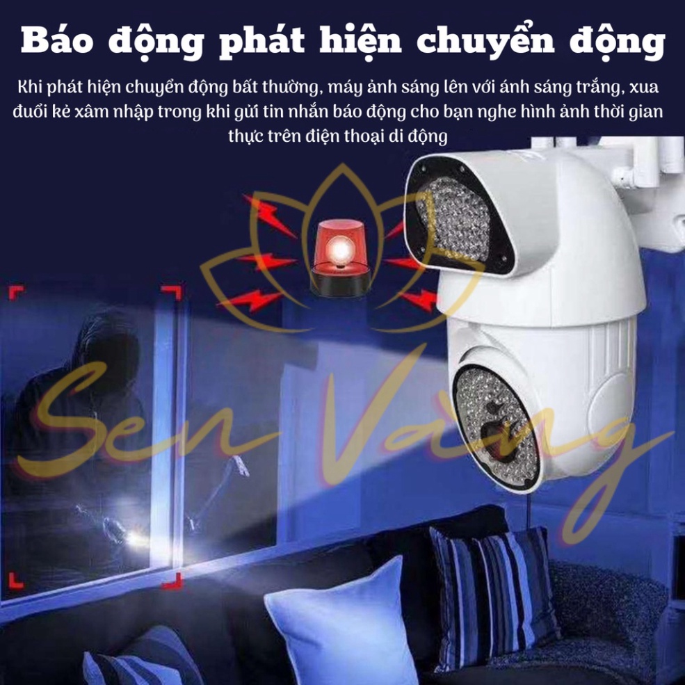 Camera văn phòng V380 Camera độ phân giải 1080 có 135LED khả năng zoom 5x kháng nước kháng bụi kết nối wifi