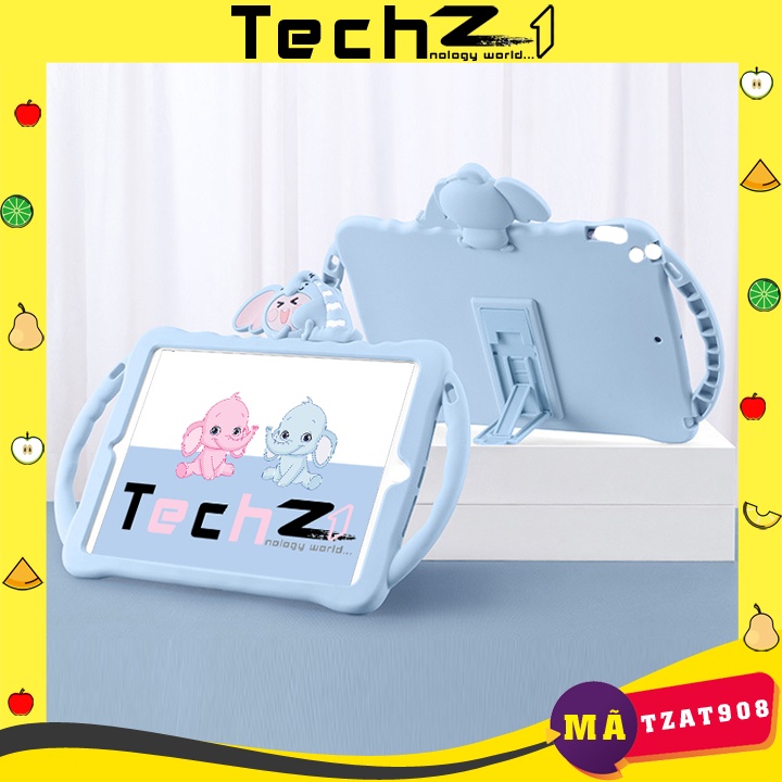 [CÓ TAY CẦM] Ốp Lưng iPad cho bé đủ các dòng máy iPad mini/Air/Pro hình chú voi cute chất silicon - Mã TZAT908