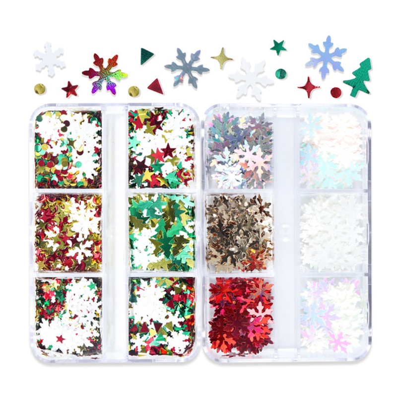 Hộp Sequin Hình Bông Tuyết / Ngôi Sao Lấp Lánh Trang Trí Móng Nghệ Thuật YOUYO