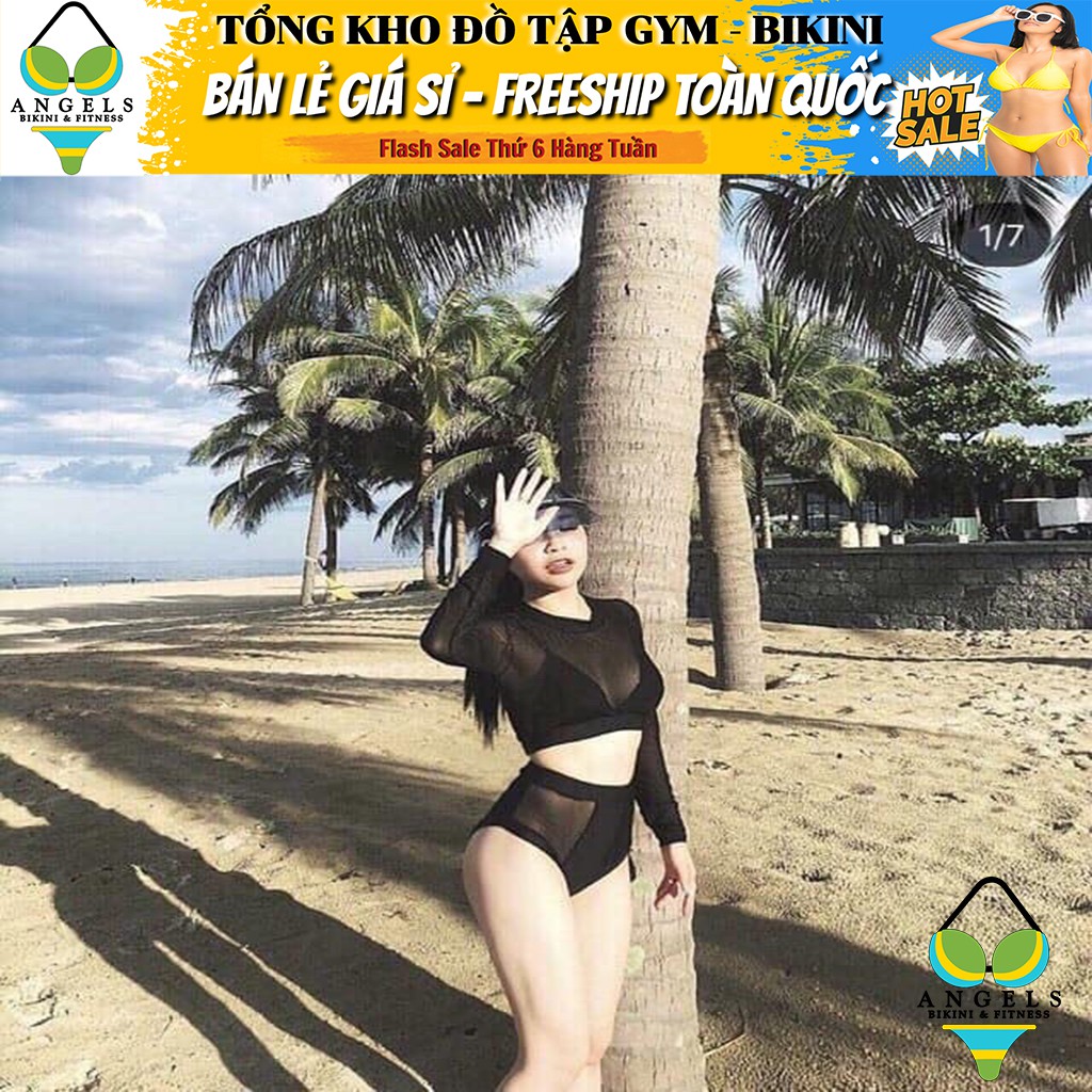 Bikini Bộ Đồ Bơi Hai Mảnh Tay Dài Phối Lưới Freesize BHV016 [ Giá Sỉ ] | BigBuy360 - bigbuy360.vn