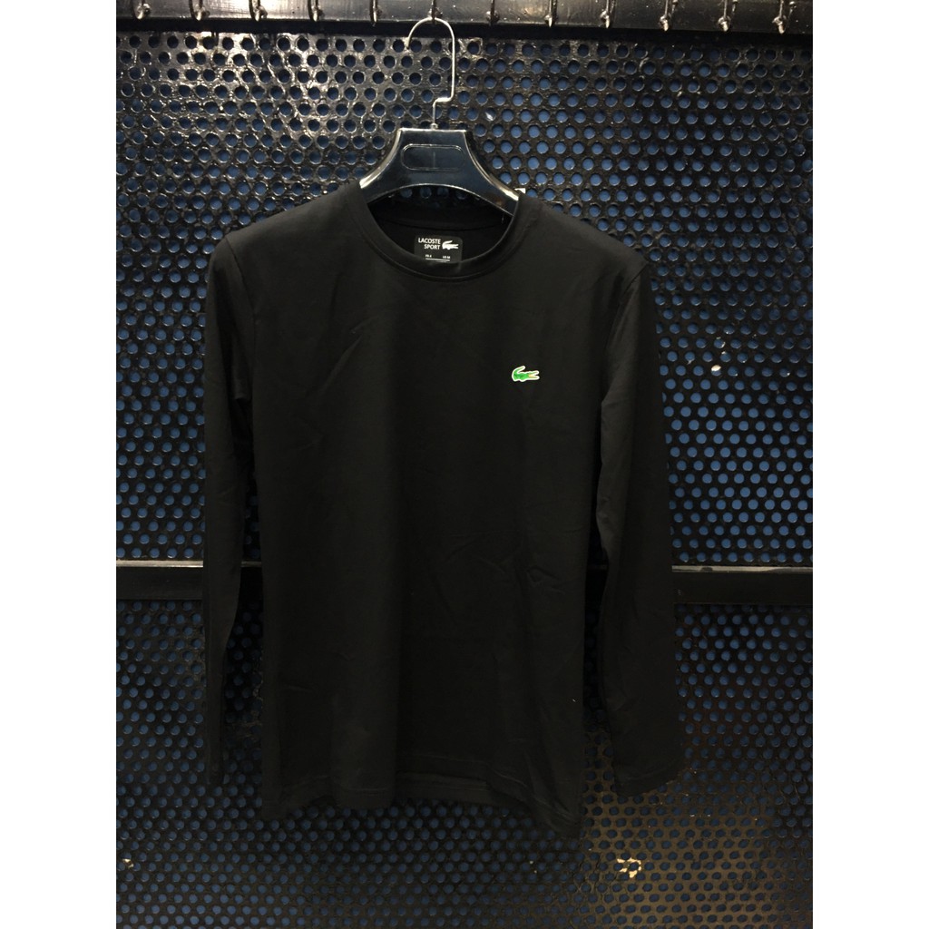 Áo thun dài tay cổ tròn nam - cotton co giãn 4 chiều - 2 màu : Trắng - Đen - thương hiệu con cá sấu