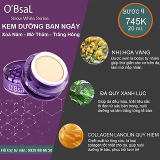 [Chính hãng Date 2029] Kem dưỡng, mờ thâm nám , trắng da O'Bsal Flower Blossoming Snow Face Day Cream 20ml