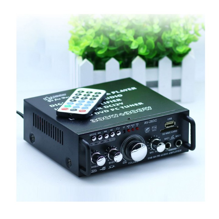 Âm li mini bluetooth 12v 220v AV-153TV, USB,SD,FM