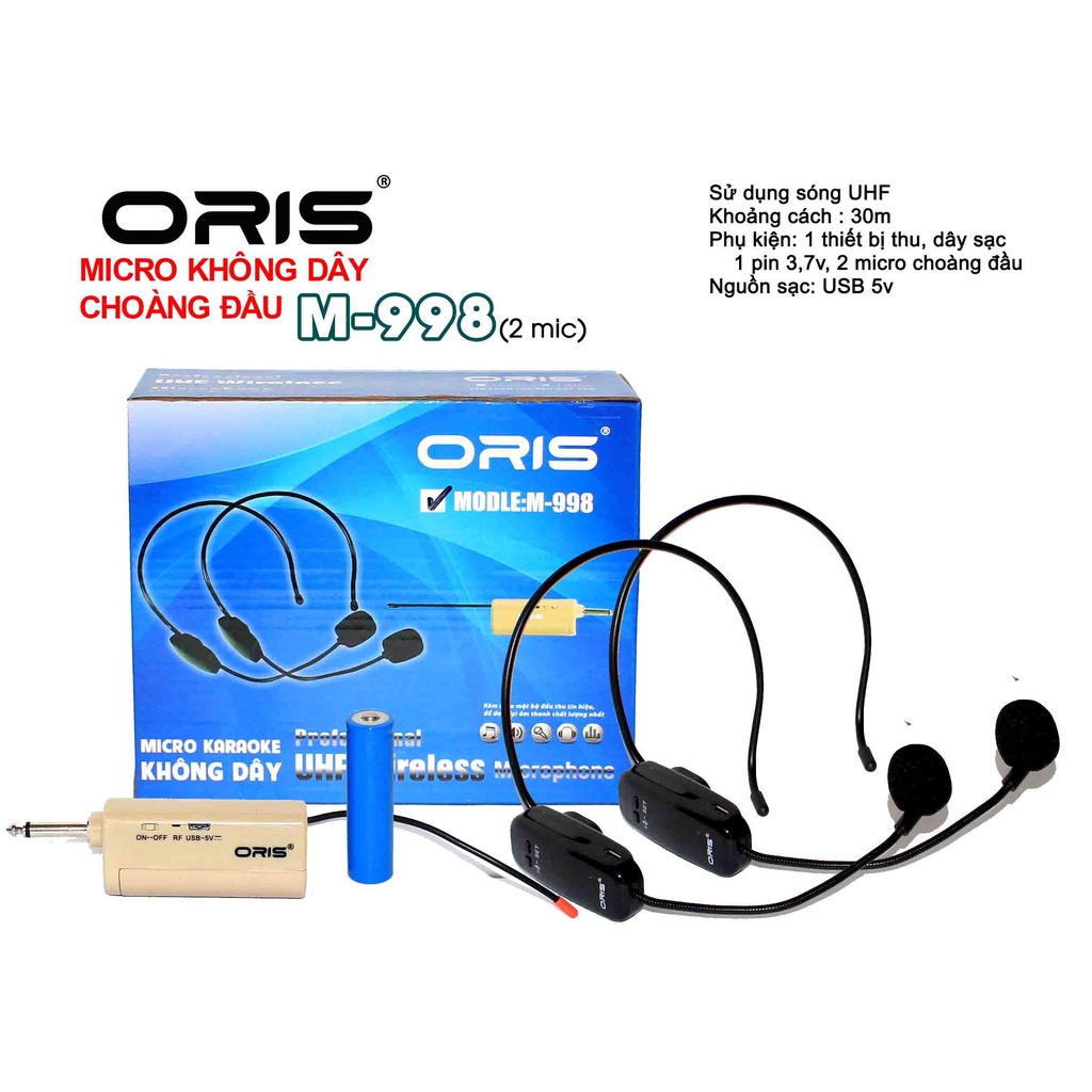 Bộ đôi micro đeo tai JOA UF 66- Micro thuyết trình trợ giảng không dây UHF- Đầu thu 6.5mm chuyên thuyết trình, dạy học..