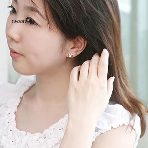 1 đôi bông tai hình mèo/cá đính đá dễ thương phong cách Hàn Quốc cho nữ