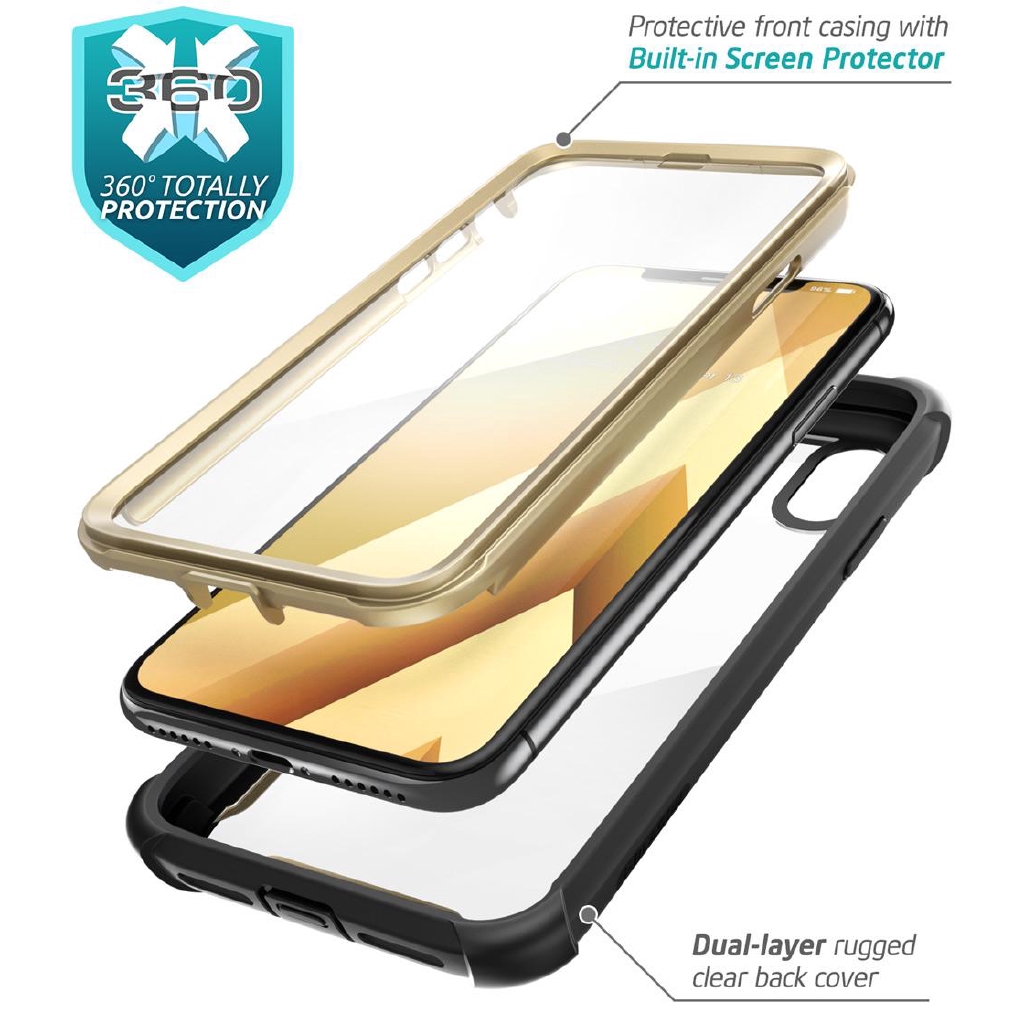 Ốp điện thoại SUPCASE TPU chống sốc có tấm bảo vệ màn hình toàn diện thích hợp cho iPhone X/ XS