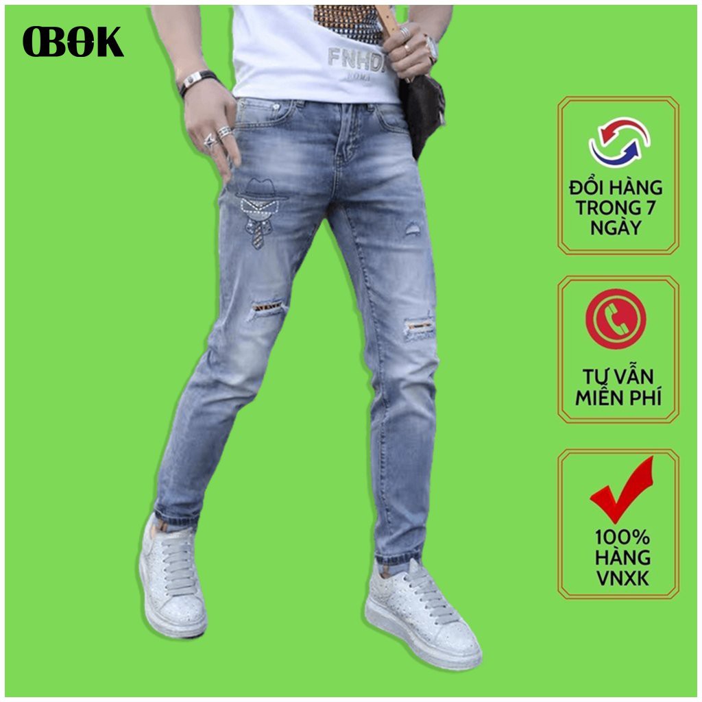 Quần Jean Nam Ống Suông, Quần Bò Nam Cạp Chun Co Giãn Mẫu Mới 2021 OBOK Fashion QJN3353