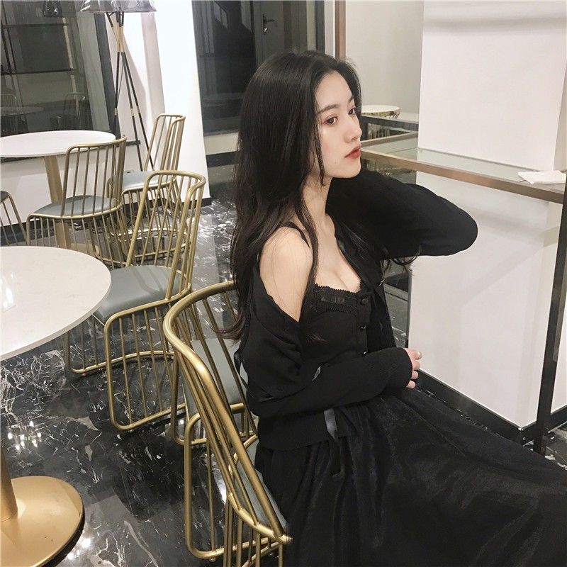 (Sẵn) Váy đen 2 dây sexy hàng Quảng Châu | BigBuy360 - bigbuy360.vn