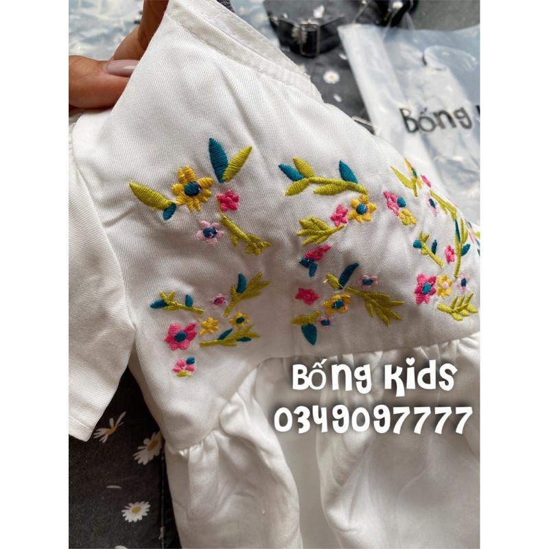 Áo Sơ Mi Bé Gái Thêu Hoa Trắng ZR