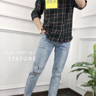 Áo sơ mi nam ca rô bụi bặm