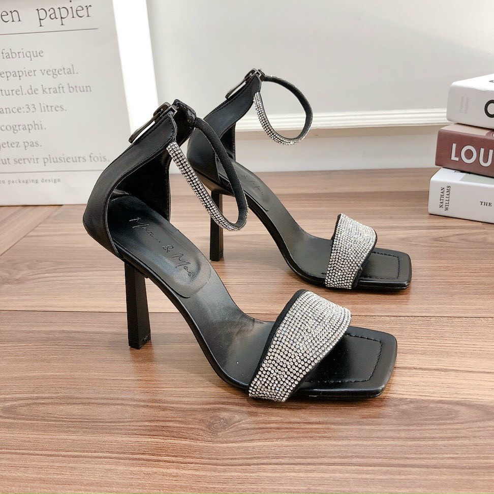 Giày Sandal gót nhọn quai đính đá cao 9f siêu sang form chuẩn đẹp cực êm chân mẫu mới