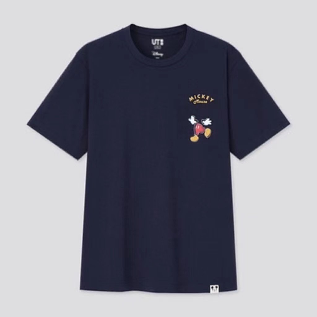 ISNEY Áo thun Uniqlo tay ngắn in hình chuột Mickey cho nam và nữ