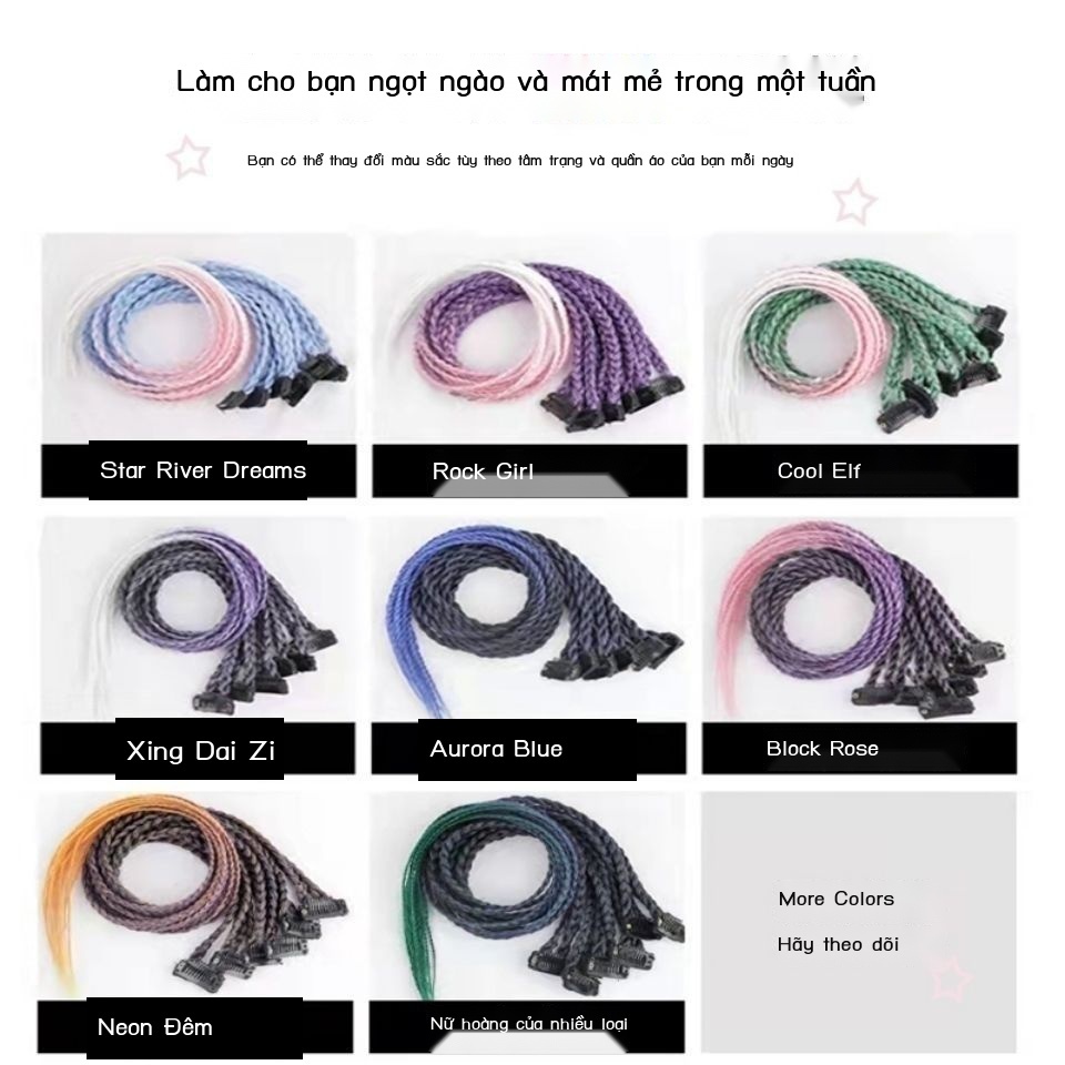 [Aishang Đẹp Phụ Kiện] Tóc Giả Thắt Bím Ngắn Phong Cách Âu Mỹ Màu Gradient Có Kẹp Dài Không Đường May Cho Nữ