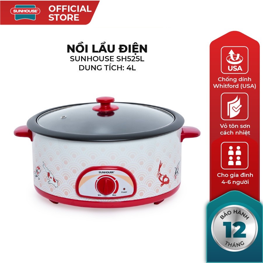 Lẩu điện Sunhouse SH525L , đã năng , nấu , xào , dán , lẩu