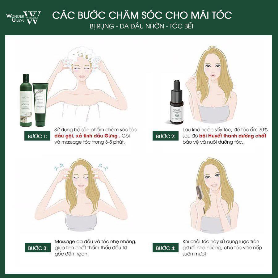 Bộ Dầu Gội Xả Weilaiya Tinh Chất Gừng Chính Hãng Ngăn Ngừa Rụng Tóc, Kích Thích Mọc Tóc Săn Chắc Khỏe