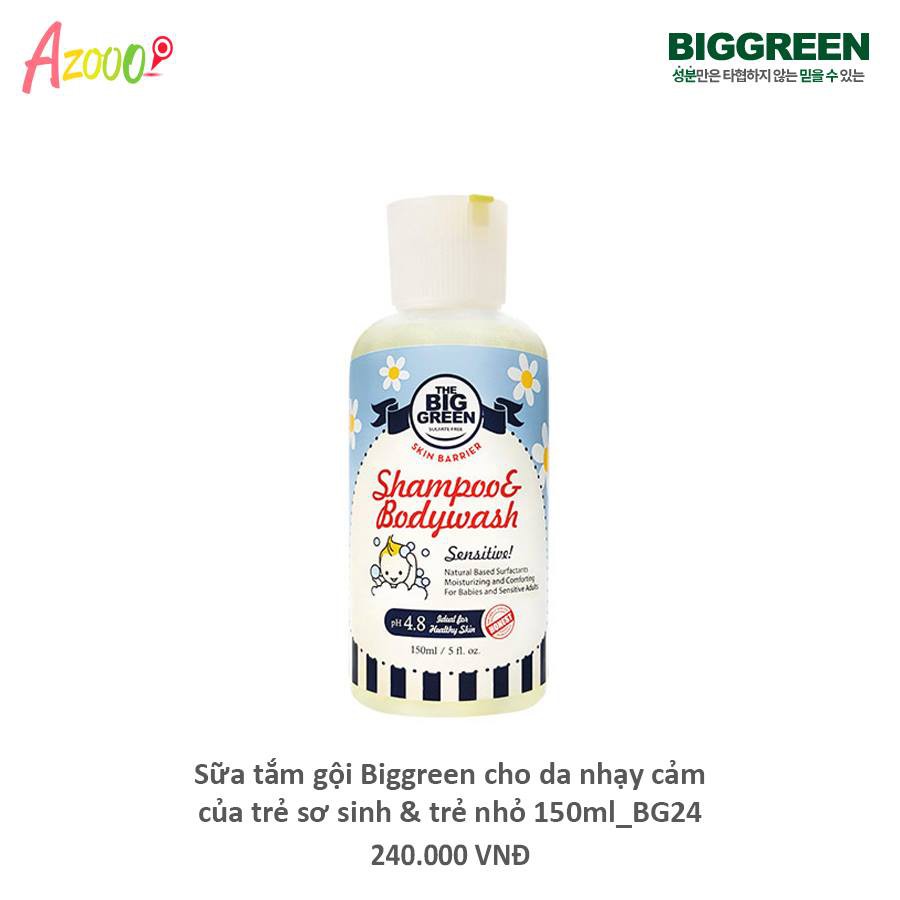 Sữa tắm gội Biggreen cho da nhạy cảm của trẻ sơ sinh & trẻ nhỏ 150ml