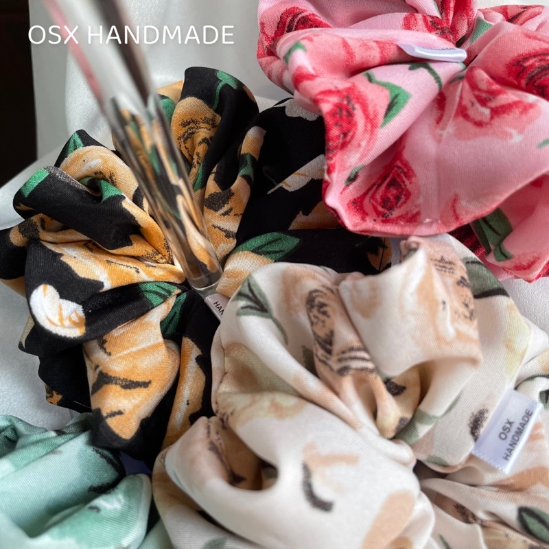 Dây buộc tóc Scrunchie vải lụa 3D Handmade 100% - by OSX Handmade
