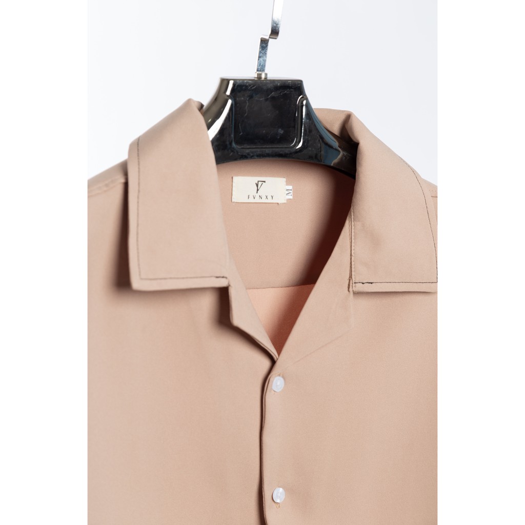 Áo Sơ Mi Ngắn Tay Nam Nữ Phom Rộng FVNXY Màu Kem Tối Giản | BigBuy360 - bigbuy360.vn