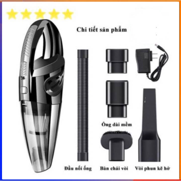 Máy hút bụi cầm tay không dây mini R-6053 cao cấp | Thiết kế đẹp mắt, sang trọng, nhỏ gọn dùng cho ô tô và gia đình