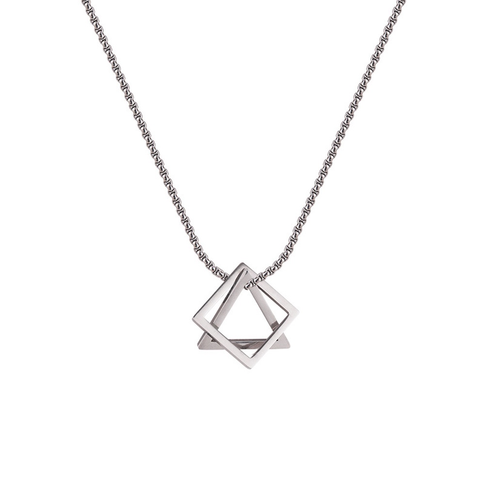 Vòng Cổ Nam Nữ Bằng Thép Titan Phối Mặt Tam Giác Đơn Giản Cá Tính Phong Cách Hip Hop