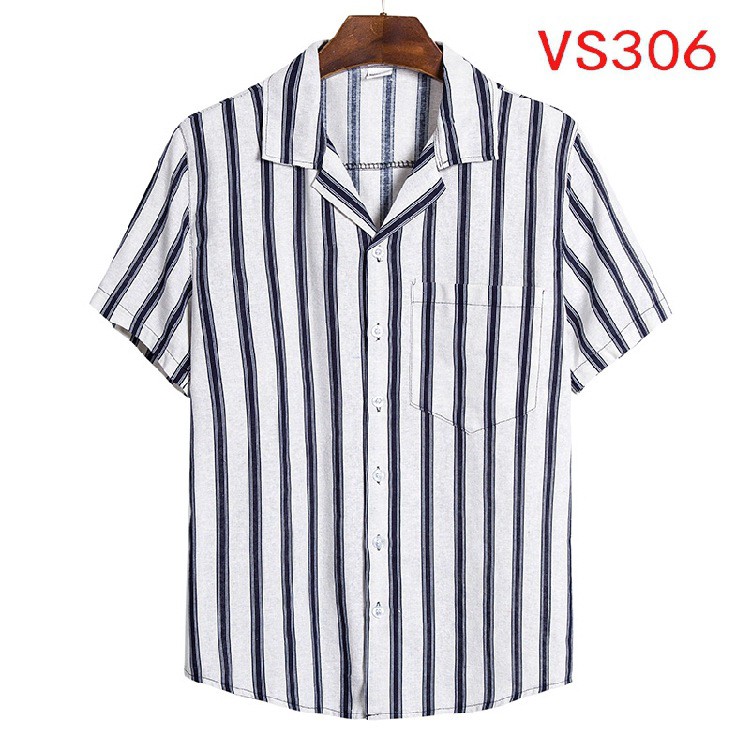 Cotton and linen striped short-sleeved shirt seriesTVT | BigBuy360 - bigbuy360.vn