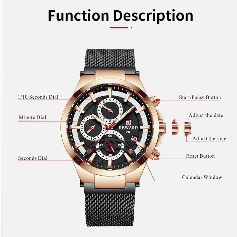 Đồng Hồ Quartz Chạy Kim Chống Thấm Nước Bằng Thép Không Gỉ 82019