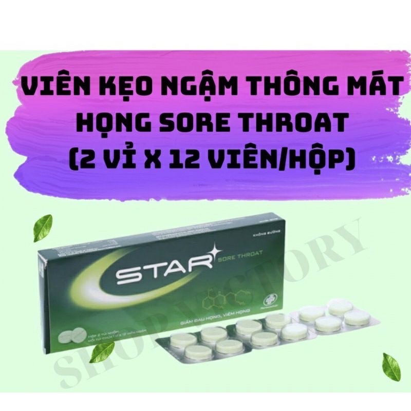 Kẹo ngậm Star , giảm rát họng - Hộp 24 viên