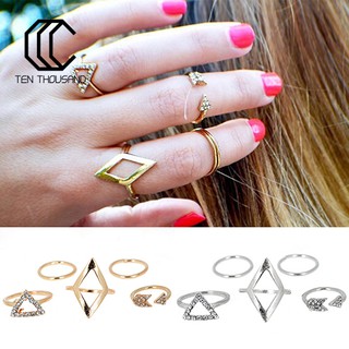 T 💍5 Pcs/Set Rhinestone Above Knuckle Midi Ring Finger Stacking Rings Jewelry