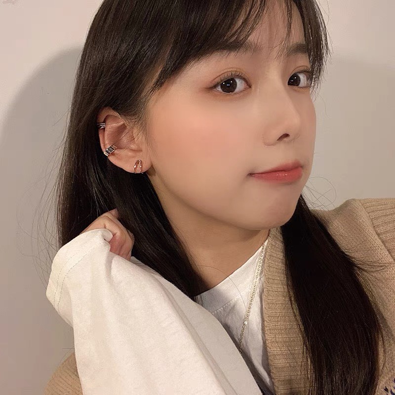 Set 3 khuyên tai kẹp vành đơn giản cá tính chất liệu hợp kim