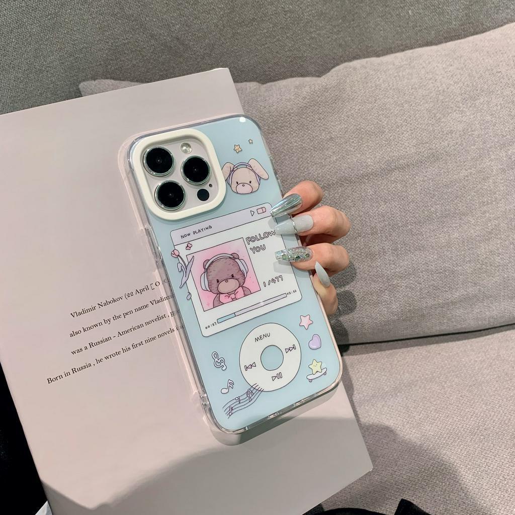 Ốp Điện Thoại Chống Sốc Hình Gấu Dễ Thương Cho iPhone 14 / 13 / 12 / 11 MP3