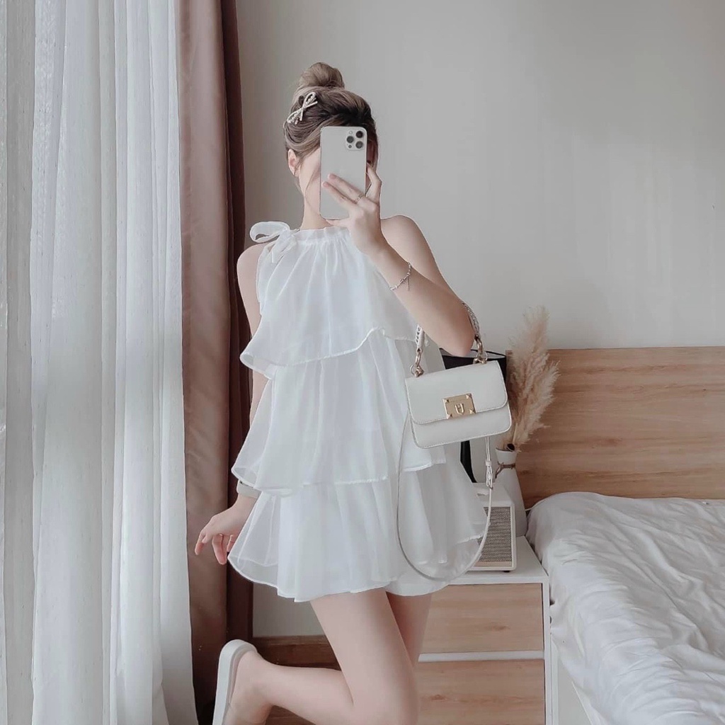 (Ưu Đãi FreeShip) Sét bộ babydoll nữ,bộ tầng cổ yếm chất tơ cao cấp phối quần for siêu xinh,hàng chuẩn shop from đẹp