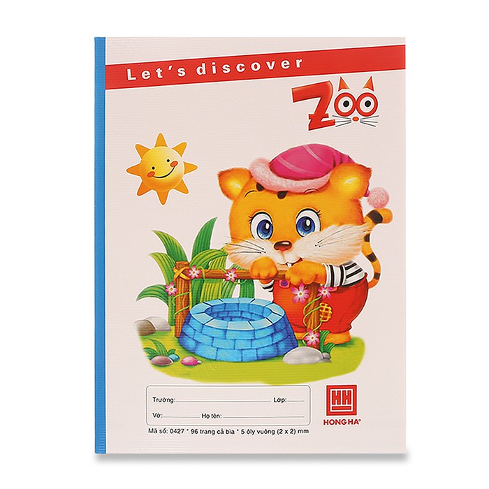 10 quyển Vở Hồng Hà 5 ô ly 96 trang Class Zoo 0427 dành cho học sinh miền Trung - Nam