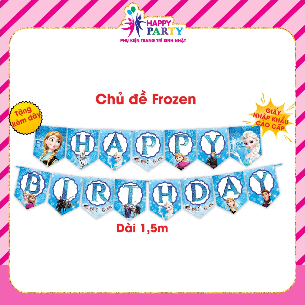 Dây chữ Happy Birthday trang trí sinh nhật, trang trí thôi nôi cho bé trai siêu đẹp nhiều mẫu, chiều dài 1,5m