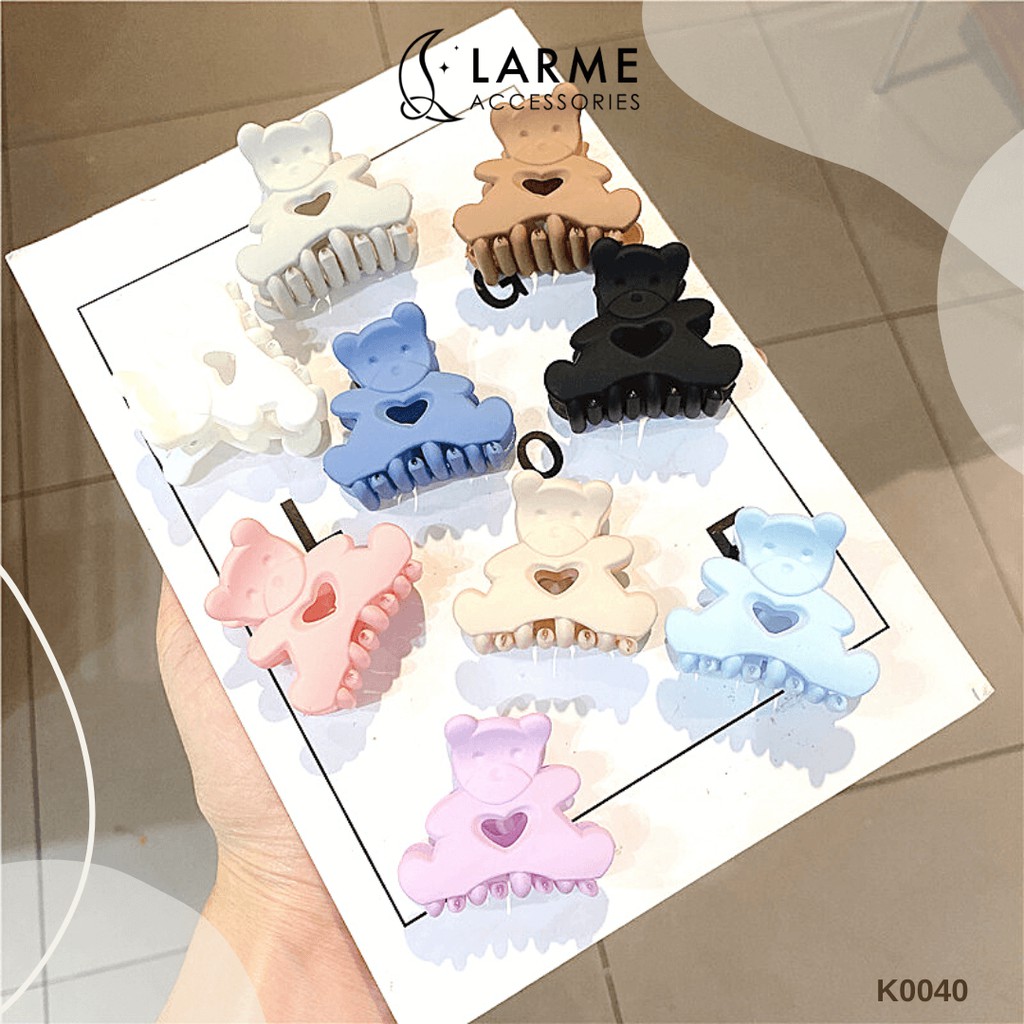 Kẹp càng cua, kẹp tóc mai hình gấu nữ Hàn Quốc màu sắc Larme Accessories - K0040