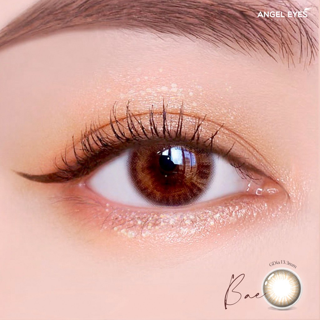 Lens nâu tự nhiên Angel Eyes - PINKY BAE - Đường kính 13.8 - Độ cận 0-6