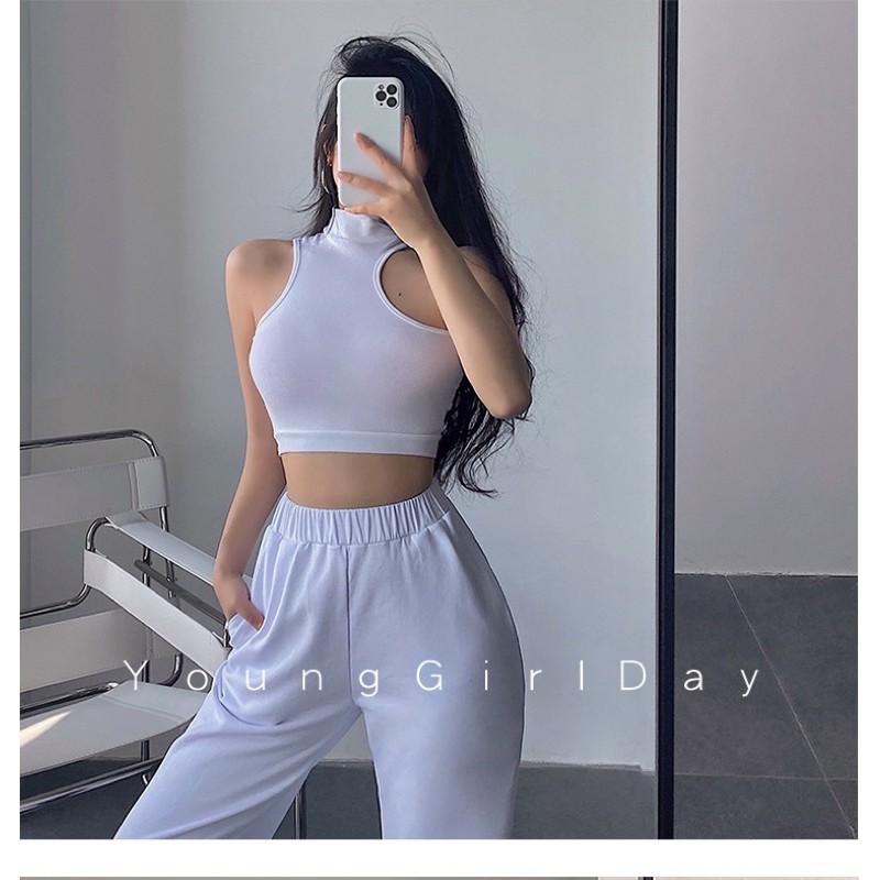 Áo croptop cổ cao Ulzzang