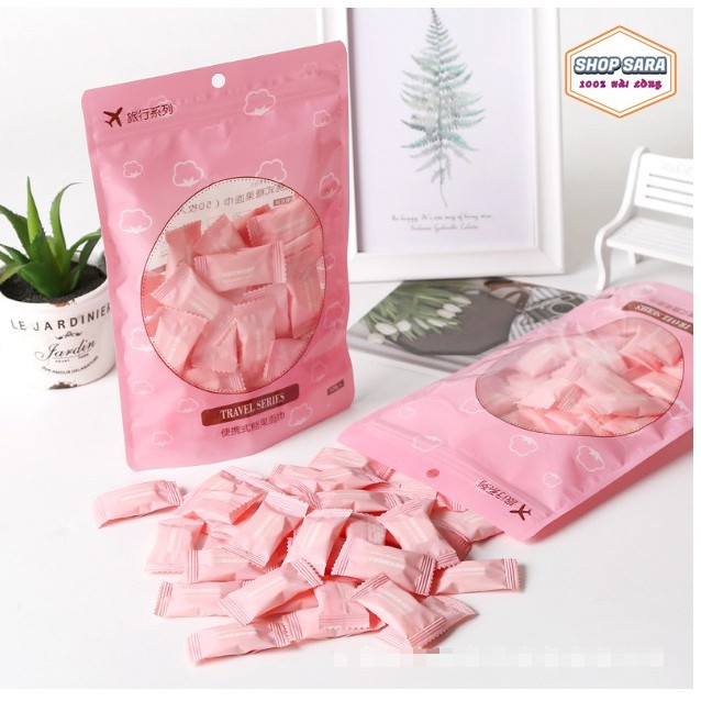 [Túi 100 VIÊN] Khăn lau mặt giấy dạng viên nén