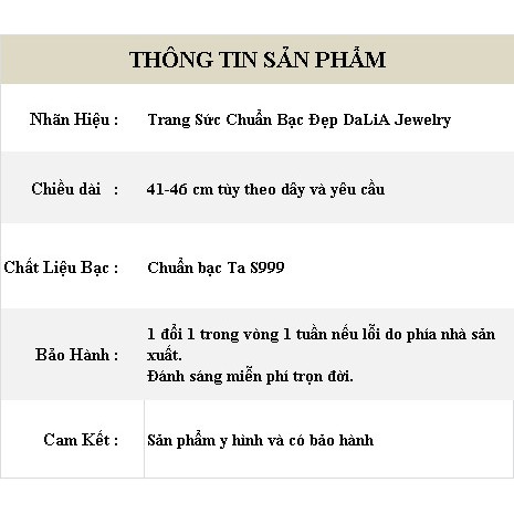 Dây chuyền bạc ta DaLiA Jewelry hình vuông lồng nhau chuẩn bạc ta