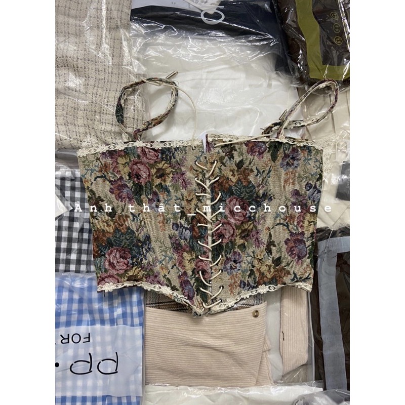 Có sẵn | Đầm chic ulzzang dáng xoè + áo dây corset hoạ tiết vintage | BigBuy360 - bigbuy360.vn