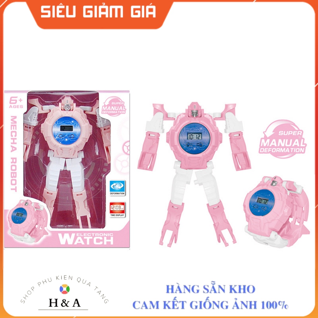 Đồ chơi đồng hồ đeo tay biến hình Robot 2 trong 1 dành cho cả bé nam và  bé nữ TE17