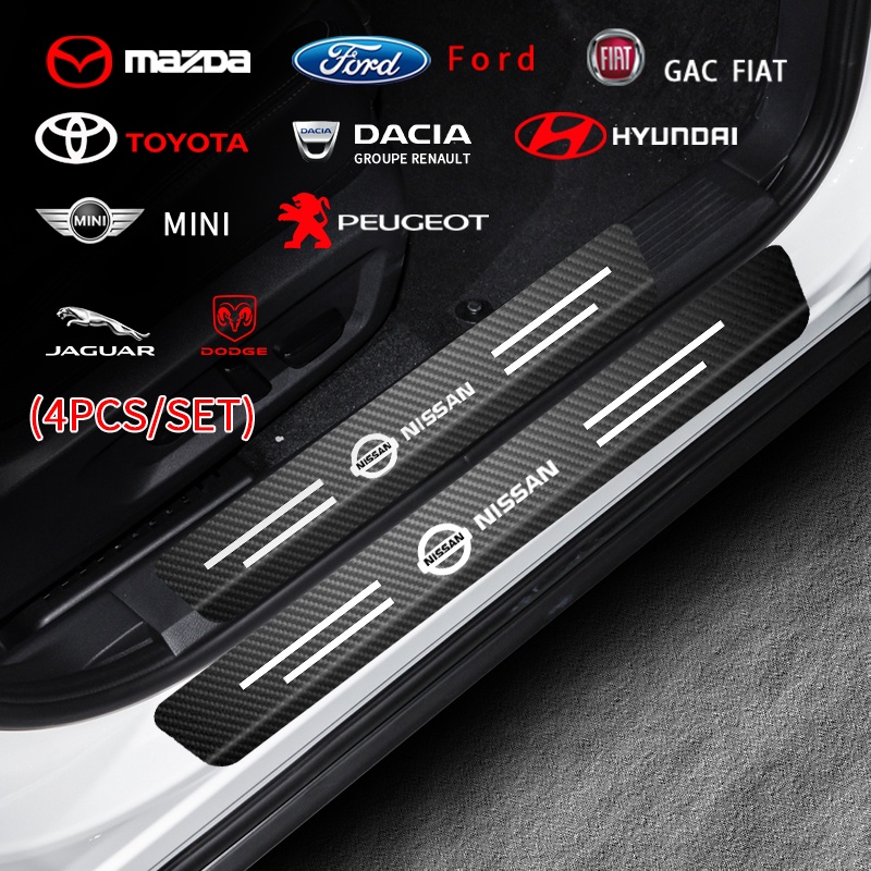 Bộ 4 Miếng Dán Sợi Carbon Chống Trầy Xước Bảo Vệ Cửa Xe Hơi BMW Audi VW